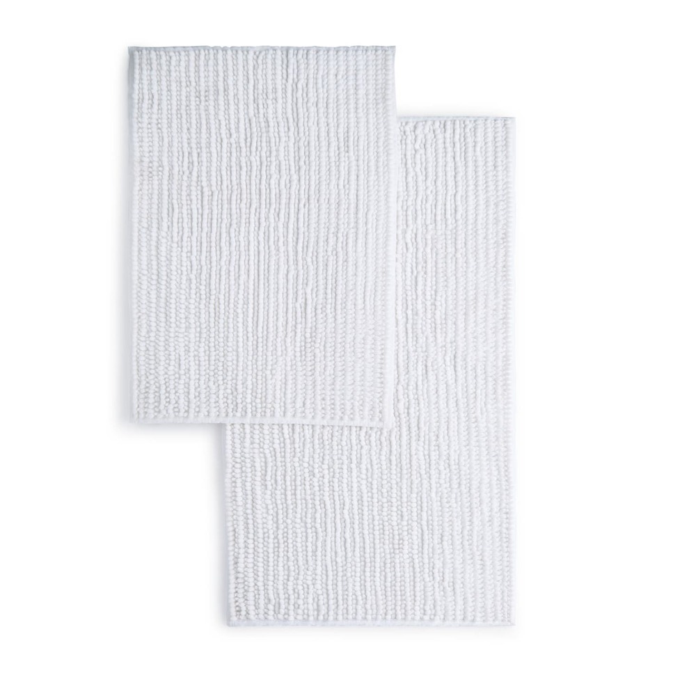 $40 2 Piece Martha Stewart Textured Noodle Slip Resistant Bath Rug Set, White